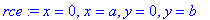 rce := x = 0, x = a, y = 0, y = b