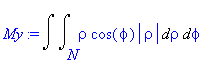 My := Int(Int(rho*cos(phi)*abs(rho),rho = N .. ``),phi = `` .. ``)