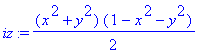 iz := 1/2*(x^2+y^2)*(1-x^2-y^2)