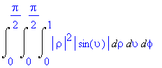 Int(Int(Int(abs(rho)^2*abs(sin(upsilon)),rho = 0 .. 1),upsilon = 0 .. 1/2*Pi),phi = 0 .. 1/2*Pi)