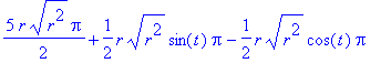 5/2*r*(r^2)^(1/2)*Pi+1/2*r*(r^2)^(1/2)*sin(t)*Pi-1/2*r*(r^2)^(1/2)*cos(t)*Pi