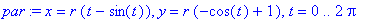 par := x = r*(t-sin(t)), y = r*(-cos(t)+1), t = 0 .. 2*Pi