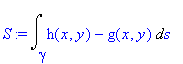 S := Int(h(x,y)-g(x,y),s = gamma .. ``)