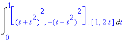 Int([(t+t^2)^2, -(t-t^2)^2].[1, 2*t],t = 0 .. 1)